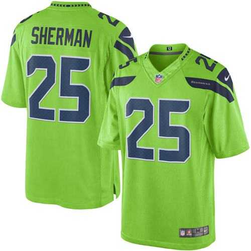 Nike Men & Women & Youth Seahawks 25 Richard Sherman Green Color Rush Limited Jersey,We sell and wholesale Nike Men & Women & Youth Seahawks 25 Richard Sherman Green Color Rush Limited Jersey on line form chian!